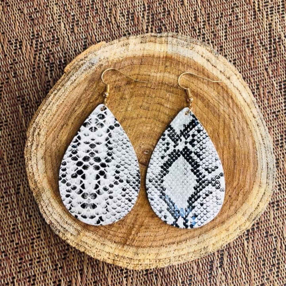 Snake tear drop earrings
